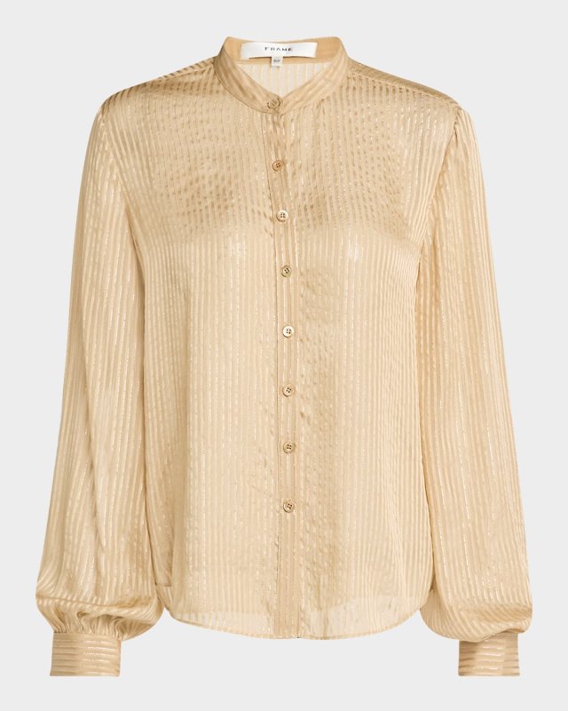 Stripe Button-Front Blouse